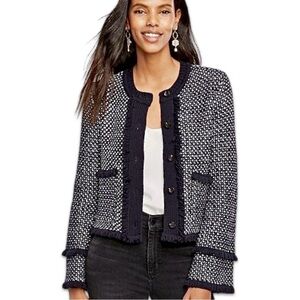 Ann Taylor Black and White Tweed Blazer